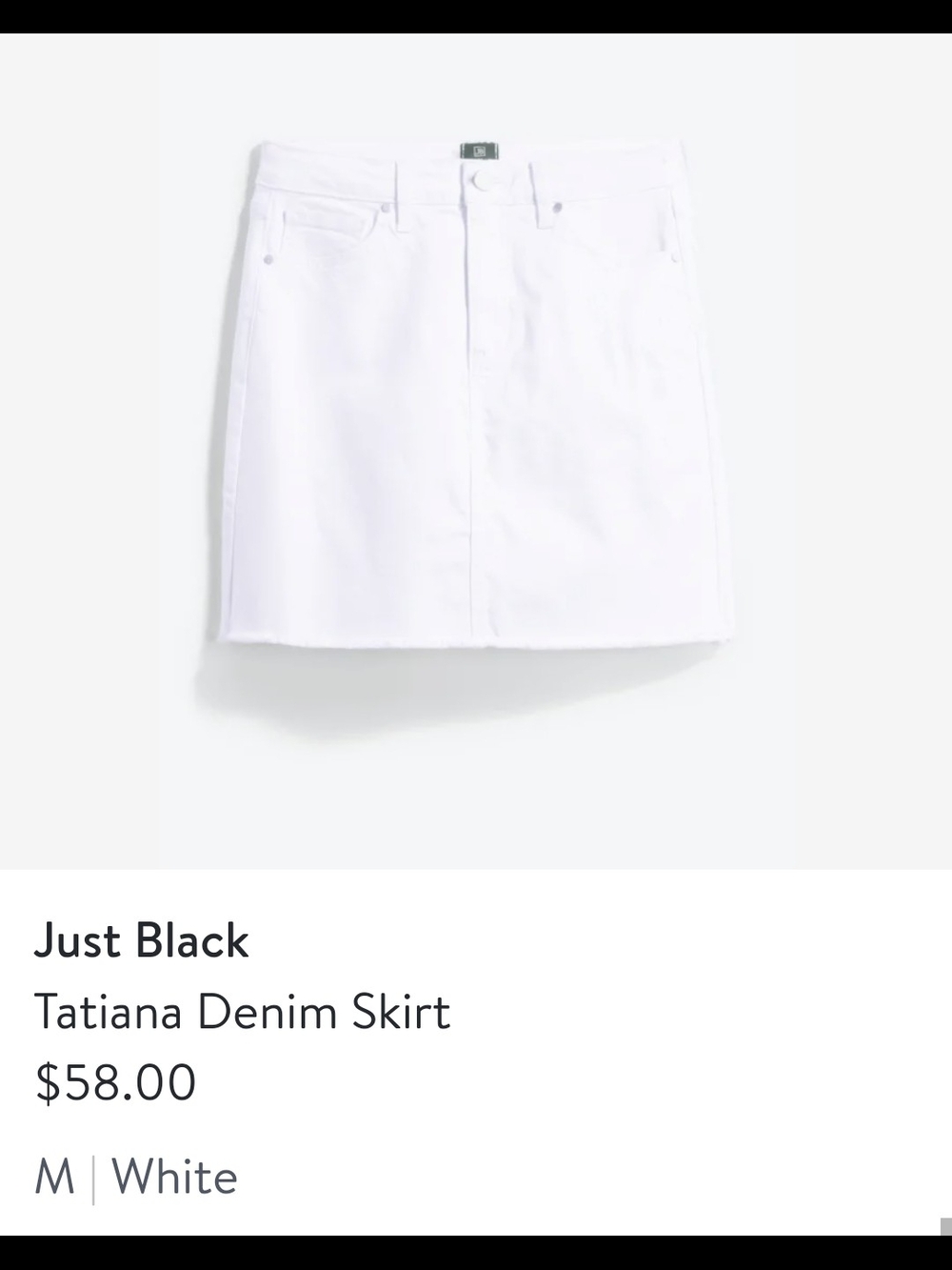 Just Black Tatiana White Denim Skirt